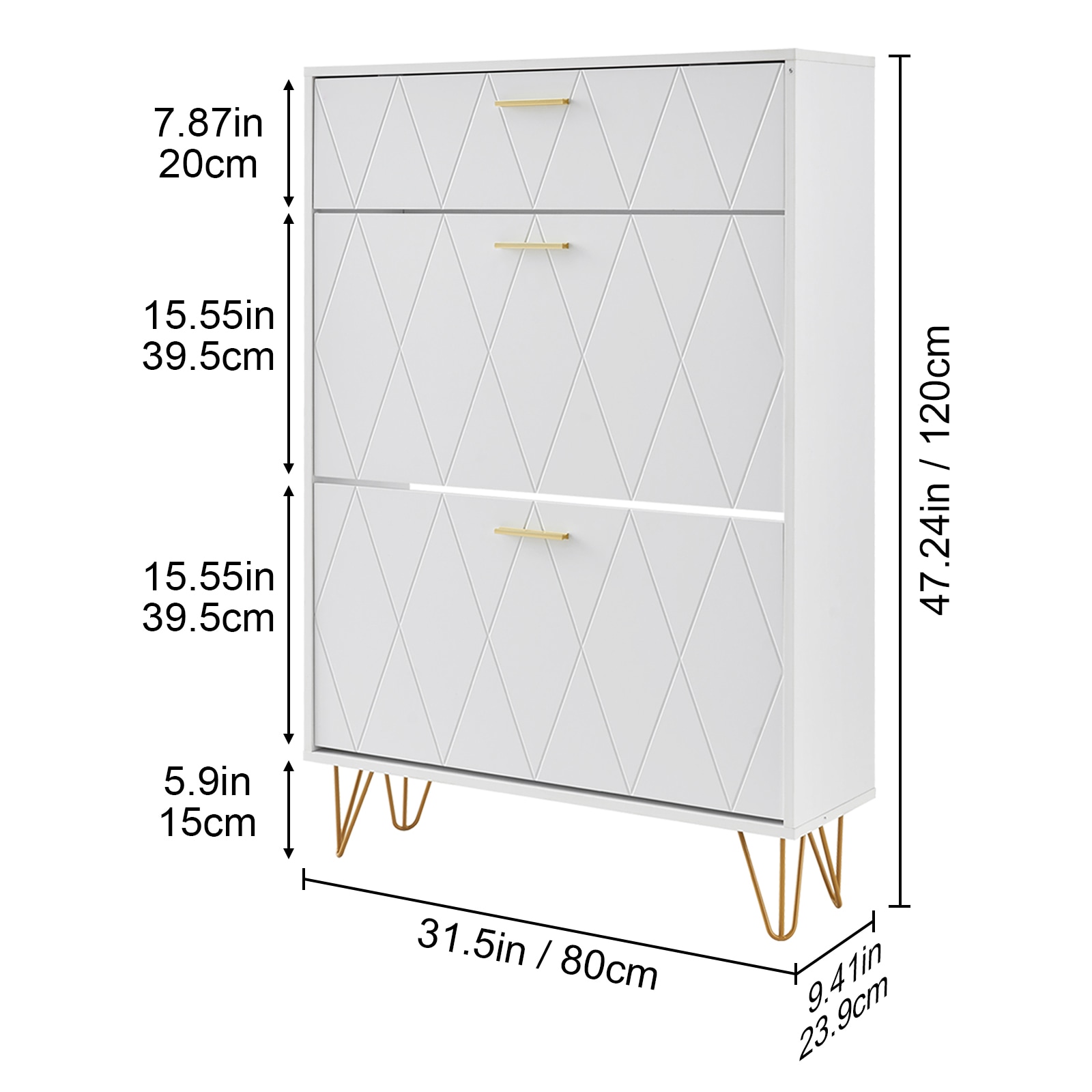 Shoe Cabinet With 3 Flip Drawers For Entryway Shoe Storage_voghion.com
